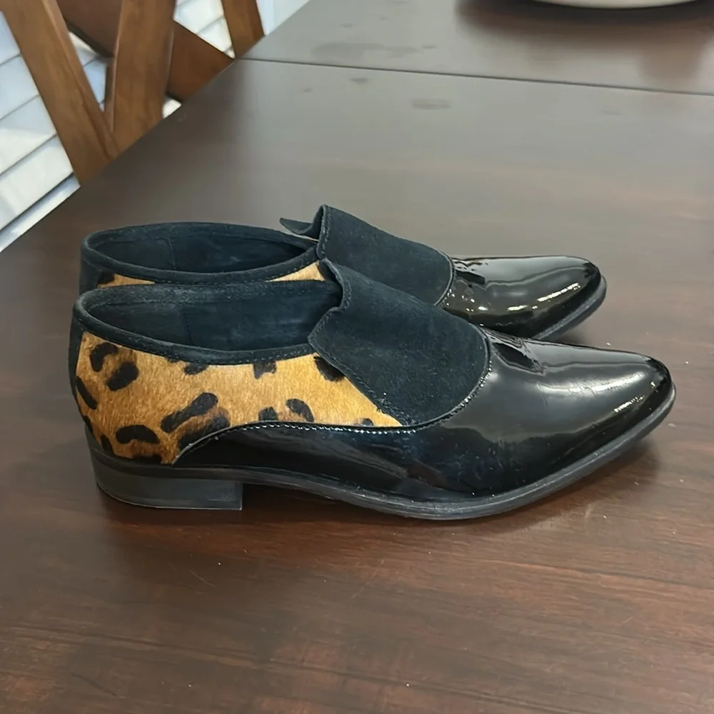 Free People Brady Slip On Patent/Leopard Pony Hair Loafer Shoes EU 39 - Picture 14 of 15